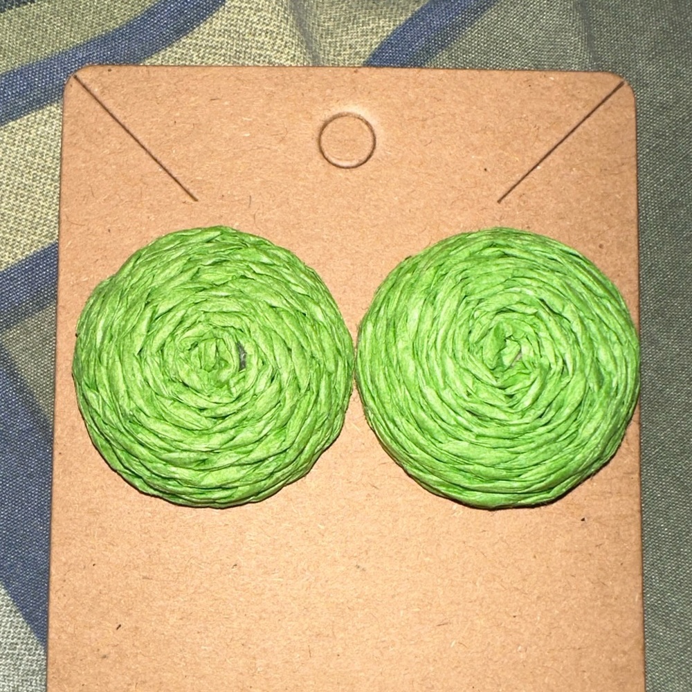 Round bohemian rattan earrings for women